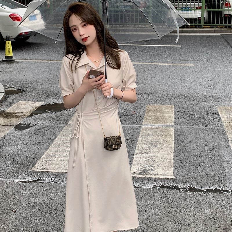 모유 수유 드레스 여름 착용 세련된 뜨거운 엄마 롱 스타일 새로운 2023 프렌치 쉬폰 산후 슬리밍 외출용 간호 드레스