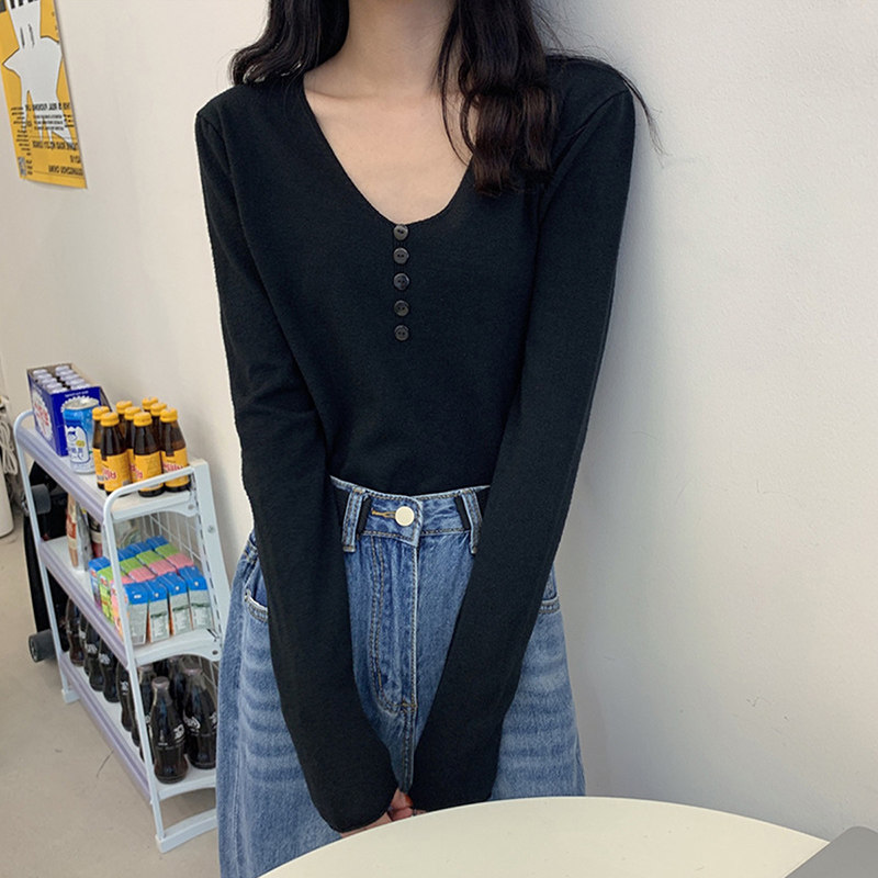 수유 상의 봄 가을 패셔너블한 하의 셔츠 더욱 하얗고 날씬해 보이는 산후 모유 브이넥 패셔너블한 엄마 스타일 수유 티셔츠