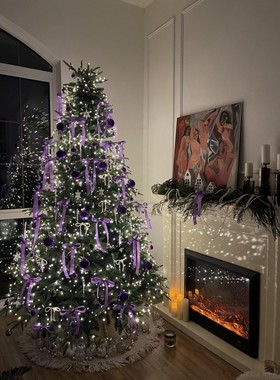 圣诞树装饰品紫色蝴蝶结圣诞球透明雪花亚克力挂件圣诞布置氛围感