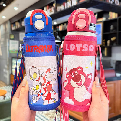 奥特曼儿童保温杯男孩女孩上学专用吸管水杯小学生幼儿园防摔杯子