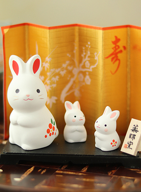 日本濑户烧日式亲子礼物陶土摆件