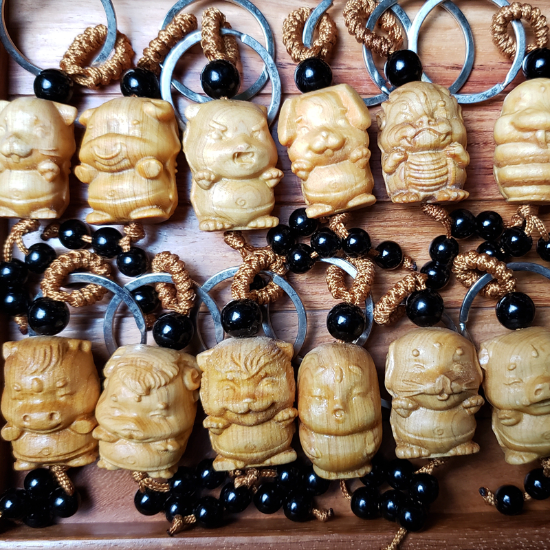 直播礼品崖柏木钥匙扣生肖吊坠