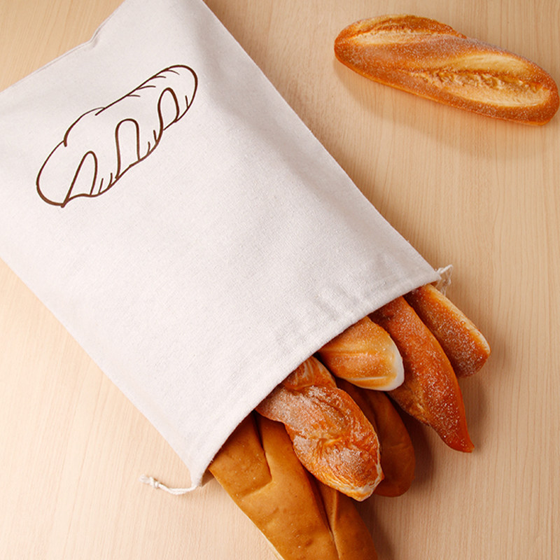 可定制可印LOGO亚麻吐司袋可重复使用法式长棍面包饼干袋棉布束口