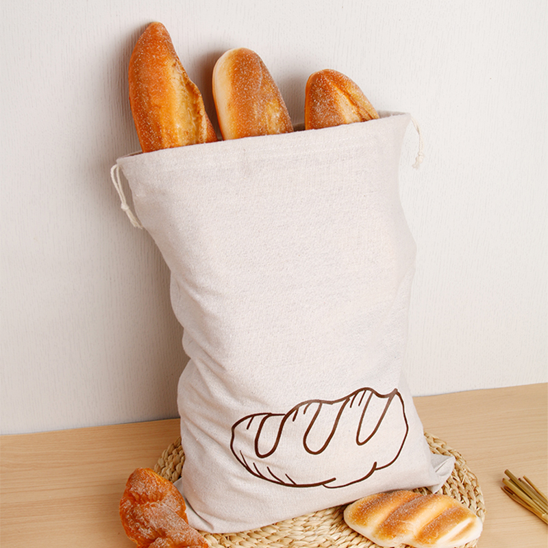 食品级亚麻面包袋法式长棍面包拉绳袋可重复使用烘焙包装袋收纳袋