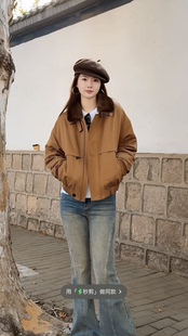 欧洲站2025冬新款 翻领宽松显瘦百搭水貂毛领羽绒服外套女5282 时尚