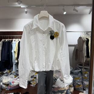 饰洋气百搭通勤女衬衫 欧洲站2026春新款 翻领立体装 8时尚 35588 LW5