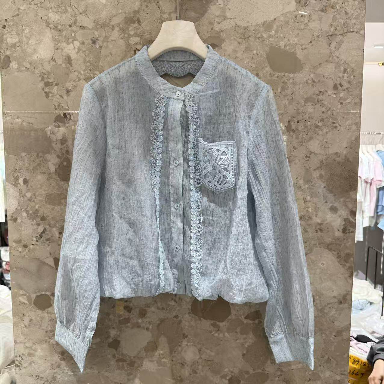 欧洲站2026新款欧货时尚圆领小众圈圈花边单口袋露背上衣女21011