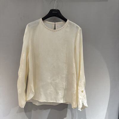 欧洲站2026新款轻奢圆领重工钉珠刺绣葫芦暗纹提花宽松上衣5818-J