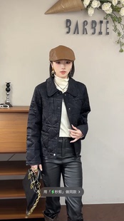 欧洲站2025冬新款时尚翻领保暖短款菱形格轻薄羽绒服外套女80273