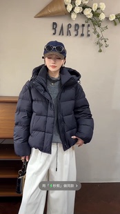 欧洲站2025冬新时尚连帽拉链纯色小个子洋气保暖羽绒服外套女8838