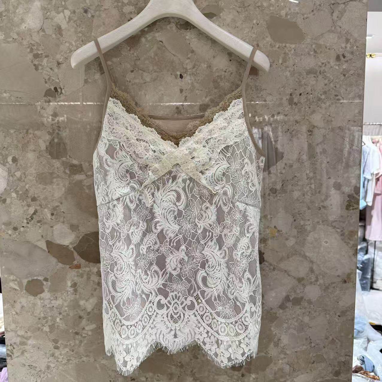 欧洲站2026新款欧货拼色蕾丝花边修身显瘦内搭外穿吊带背心6209