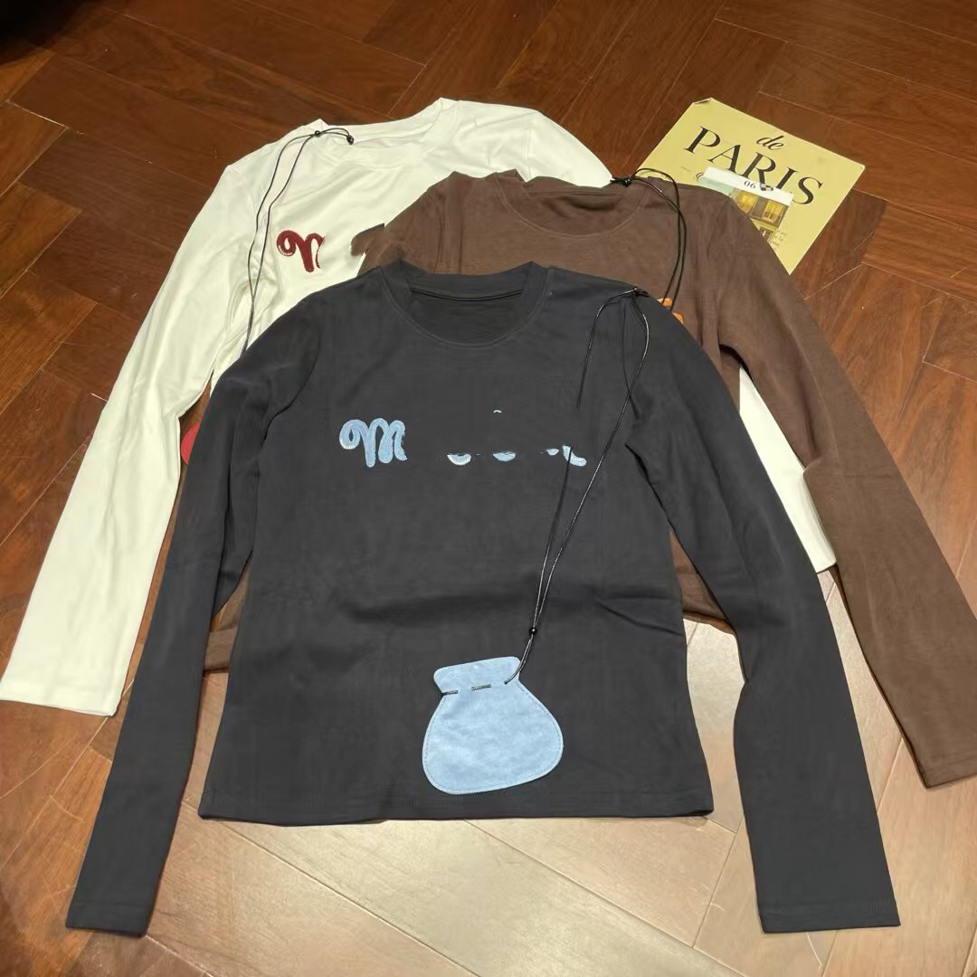 欧洲站2025秋冬新款欧货时尚圆领字母印花搭配荷包长袖T恤女3672