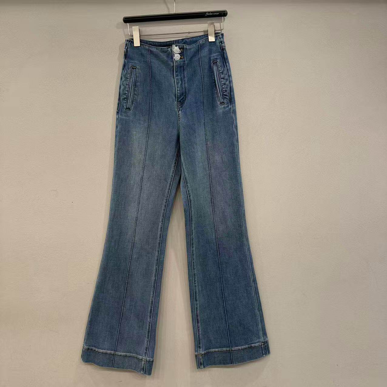 欧洲站2026春季新款欧货高腰假口袋修身显瘦立体感微喇牛仔裤6625