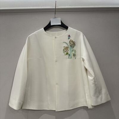 欧洲站2026春季新款欧货时尚圆领新中式刺绣立体花朵宽松外套1116