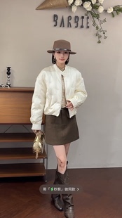 欧洲站2025冬新款时尚立领拉链小版纯色休闲保暖羽绒服外套女931