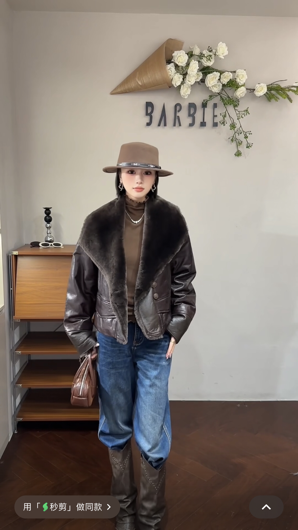 欧洲站2025冬新时尚翻领拼接水貂毛皮毛一体保暖羽绒服外套81373