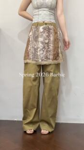 潮53056 设计感印花腰封假两件洋气休闲裤 欧洲站2026新款 欧货时尚