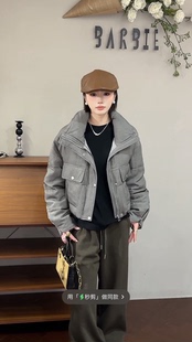 欧洲站2025冬新时尚立领拉链简约洋气保暖短款羽绒服外套女潮8388