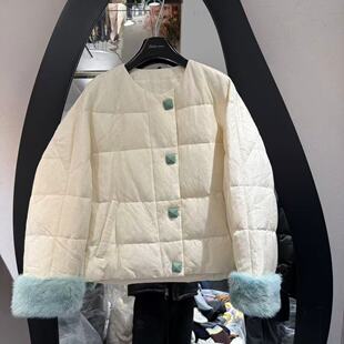 欧洲站2025冬新款圆领方行扣子气质百搭小个子90鹅绒羽绒服女2826