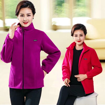 2025秋季爆款中老年女式摇粒绒保暖卫衣大码休闲外穿开衫上衣批发
