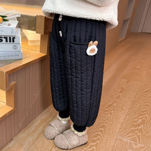 女童裤子秋冬季加绒加厚外穿棉裤