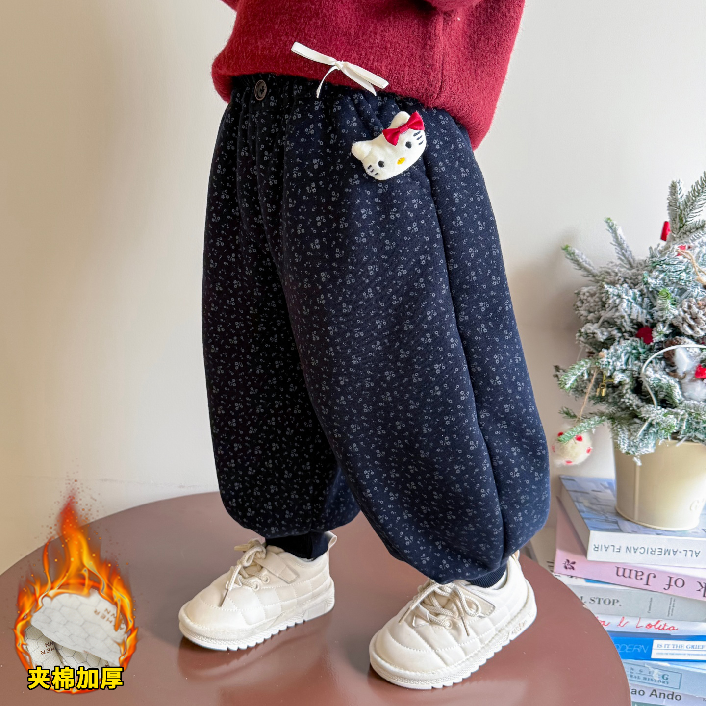 女童裤子2025新款冬加绒加厚棉裤