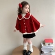 秋冬季 2025新款 儿童红色斗篷上衣宝宝秋装 女童毛衣开衫 针织衫 外套