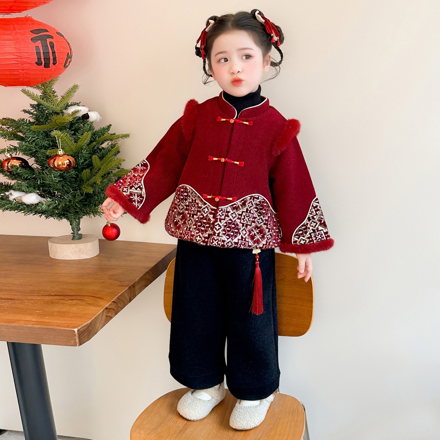 拜年服女童国风套装冬装新中式唐装儿童过年衣服女宝宝喜庆新年装,童装/婴儿装/亲子装,唐装,淘宝优惠券,粉丝福利购,淘宝优惠卷