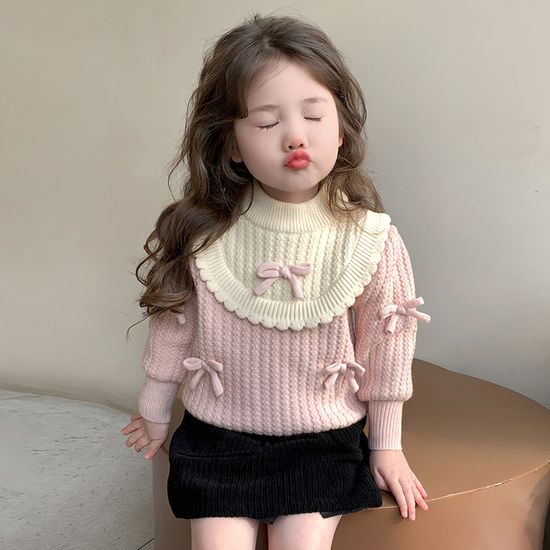 韩系甜美女童毛衣冬季加厚打底衫