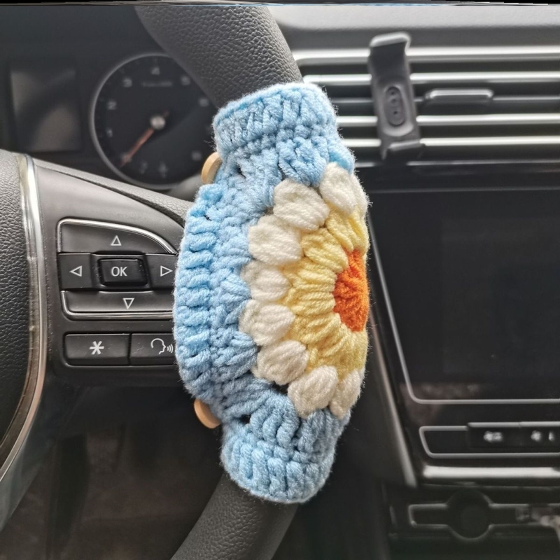 毛线DIY手工钩织编织方向盘材料包向日葵转盘手套冬汽车内饰保暖