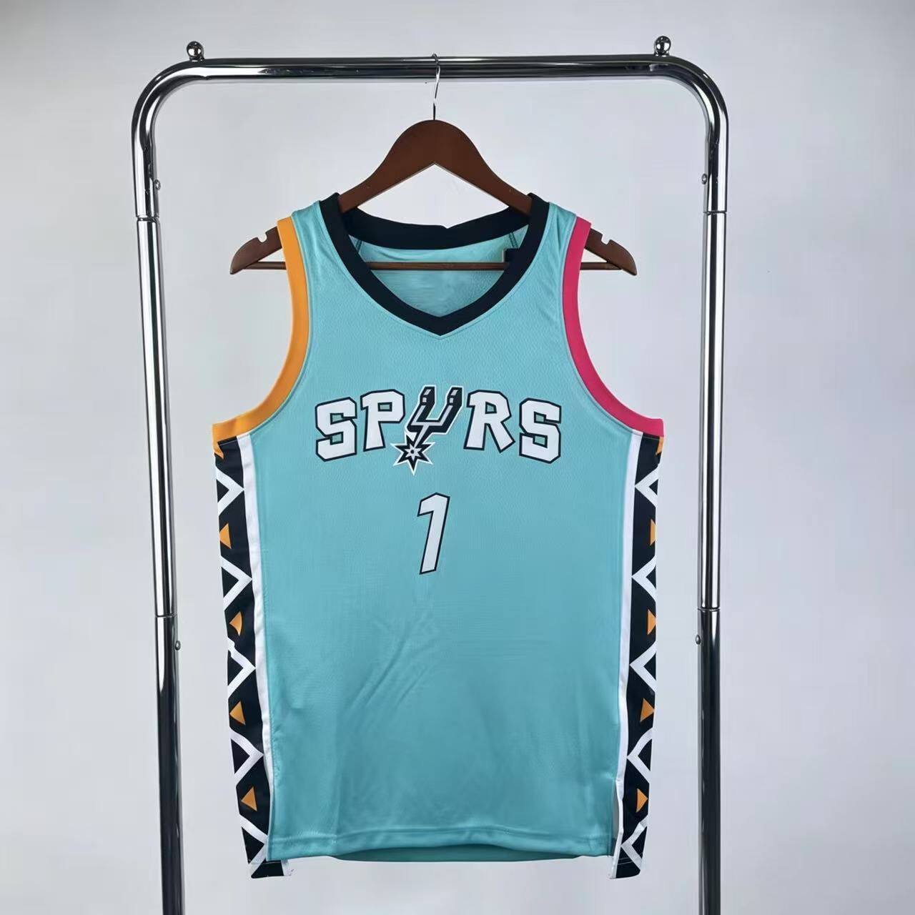 文班亚马球衣合集SW球迷版定做马刺队服篮球服大儿童美式套装背心