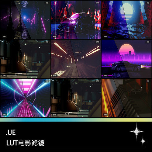 UE4 UE5虚幻引擎LUT电影胶片复古怀旧暖色秋日滤镜科幻特效文件