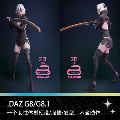 DAZ Studio G8 G8.1游戏电影苗条女性角色体格预设外套短裙模型素