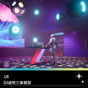 UE4 UE5虚幻引擎迪厅DJ打碟机吧台赛博朋克风格酒吧三维模型文件