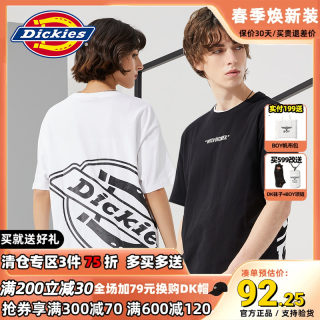 Dickies夏季2024新品情侣男女宽松潮牌印花圆领半袖短袖t恤