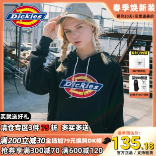 Dickies连帽卫衣女潮牌印花宽松logo全棉帽衫 新款 男迪克斯秋装