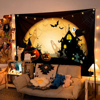 Halloween decorative hanging cloth, festive party scene atmosphere setting, background cloth, pumpkin lantern shooting, cute tapestries thumbnail 7