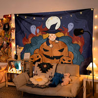 Halloween decorative hanging cloth, festive party scene atmosphere setting, background cloth, pumpkin lantern shooting, cute tapestries thumbnail 6