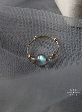 转运美国14k包金不褪色灰月光石