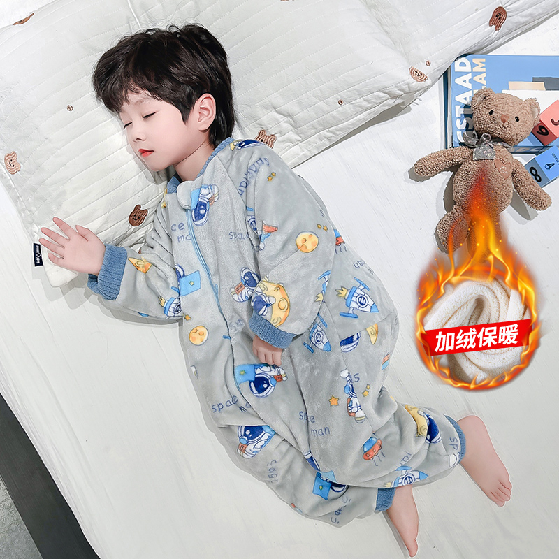 朵贝熊连体睡衣保暖加厚防踢