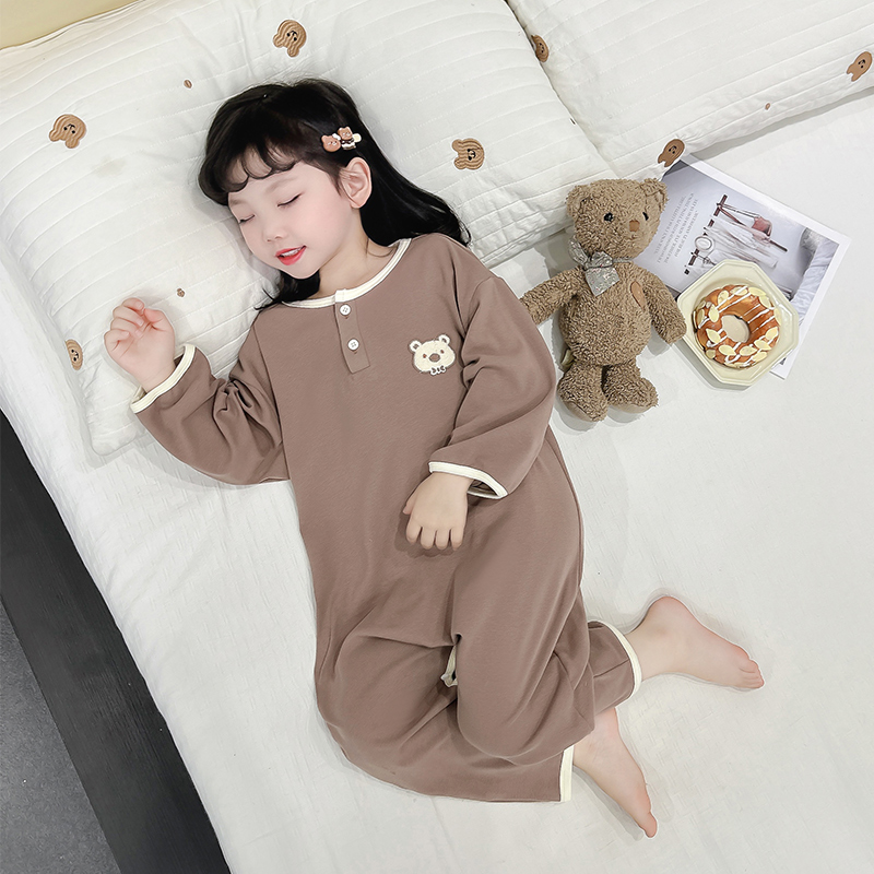 儿童连体睡衣春秋纯棉女童男童卡通防踢家居服保暖睡袋宝宝空调服
