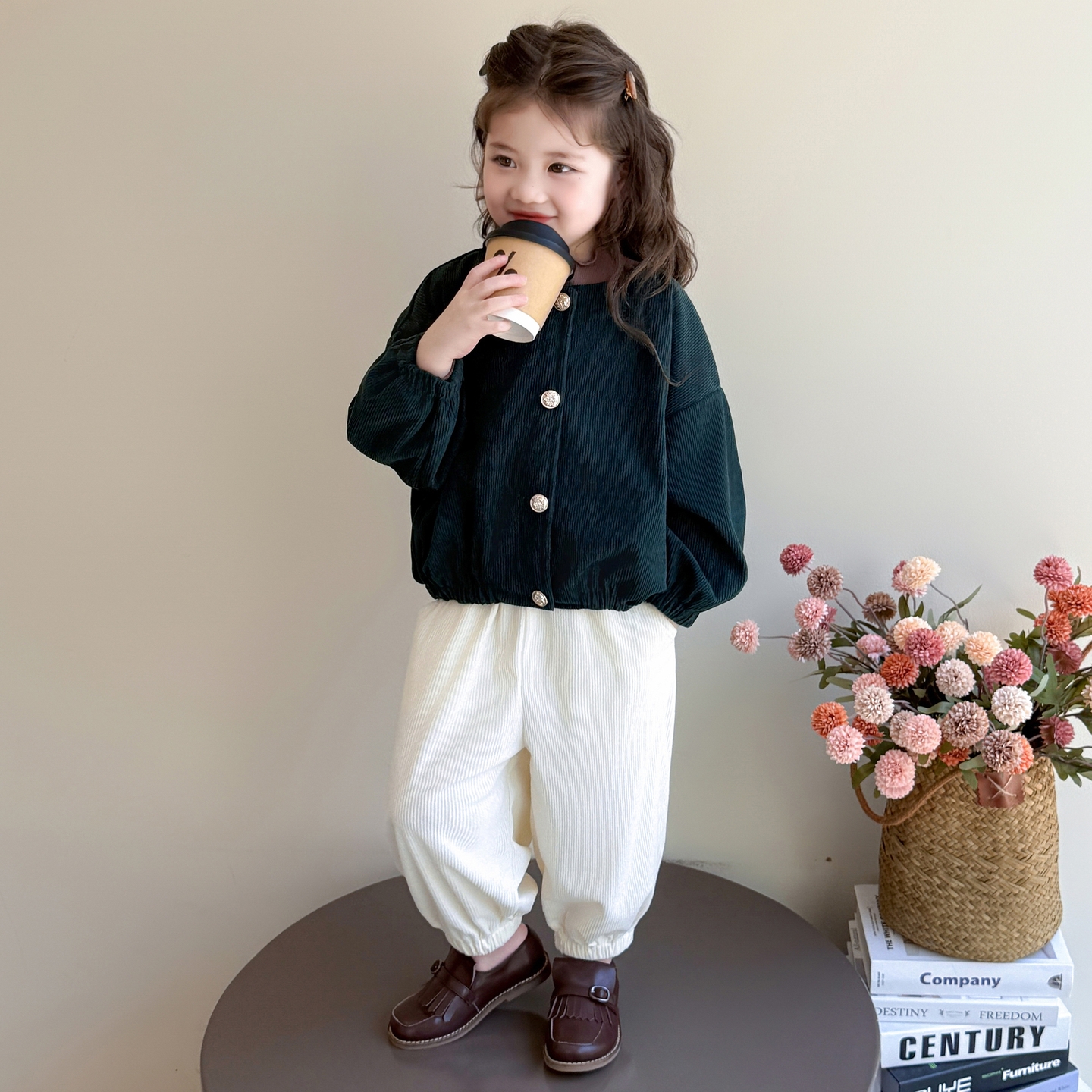 女童秋装韩版套装2025新款女孩中小童灯芯绒休闲两件套宝宝衣服秋