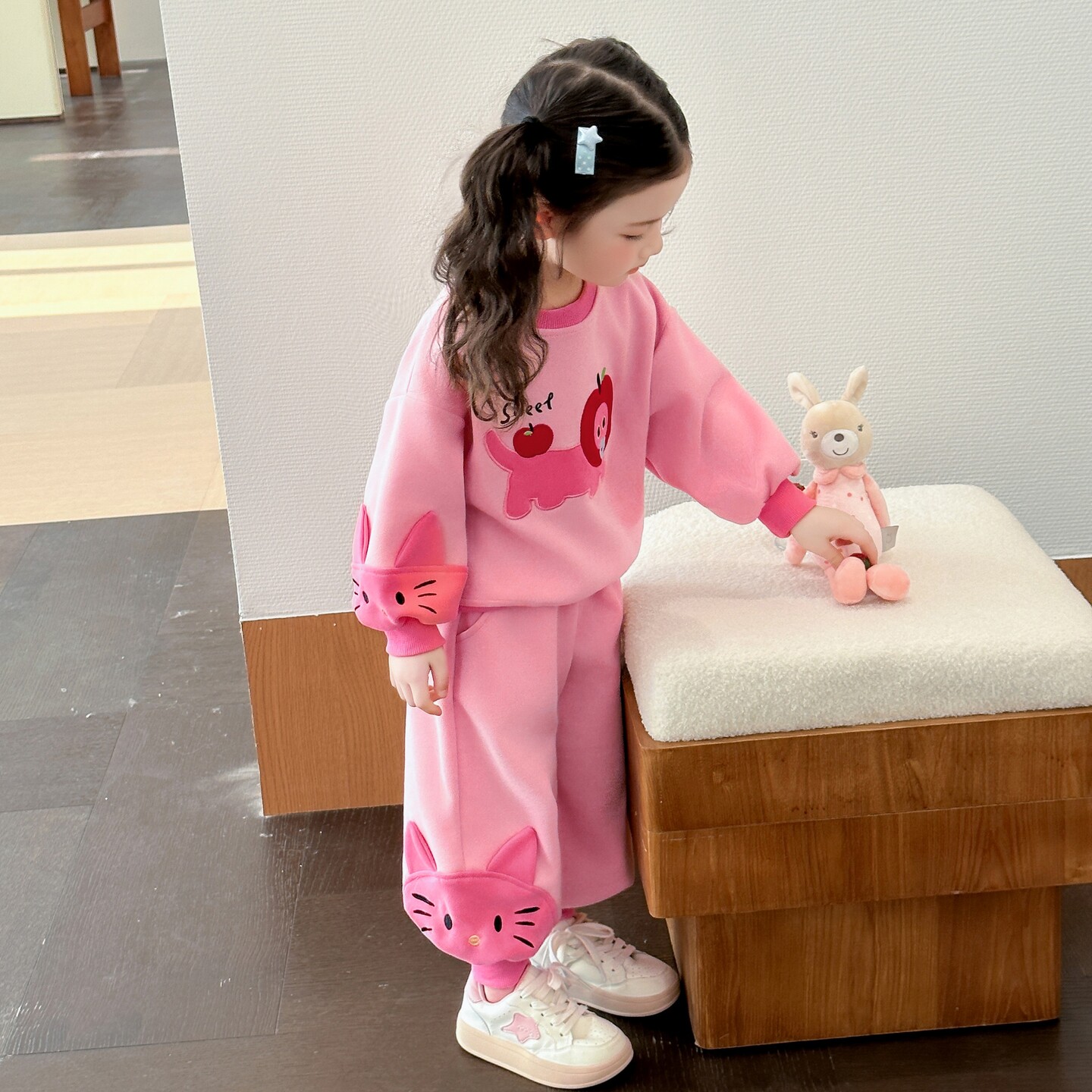 女童韩版春装套装2026新款儿童卡通洋气卫衣两件女宝宝运动衣服秋