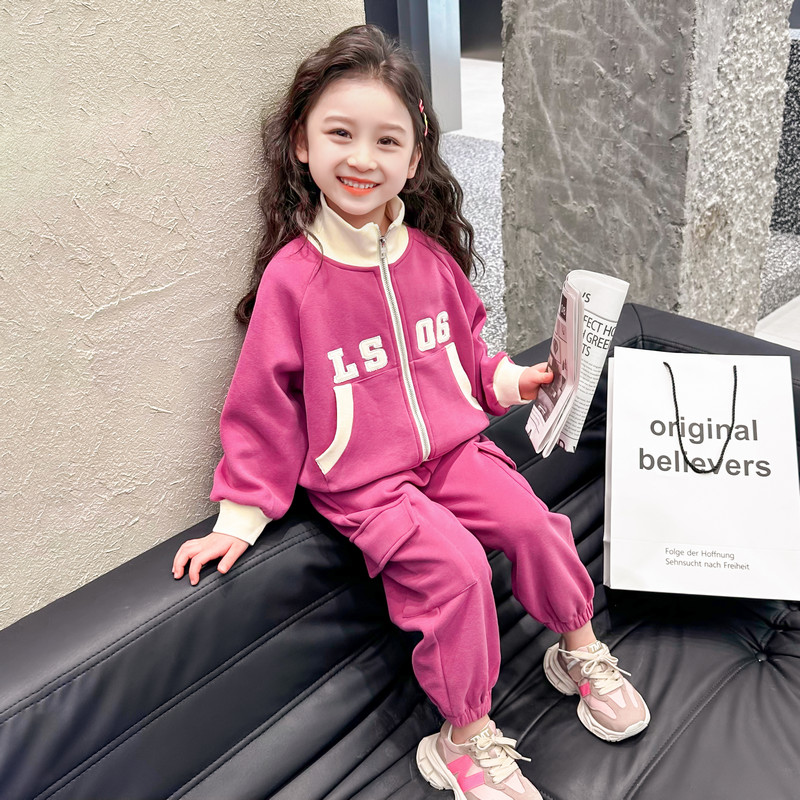 女童春装洋气套装2026新款小女孩韩版运动卫衣两件套宝宝春秋衣服