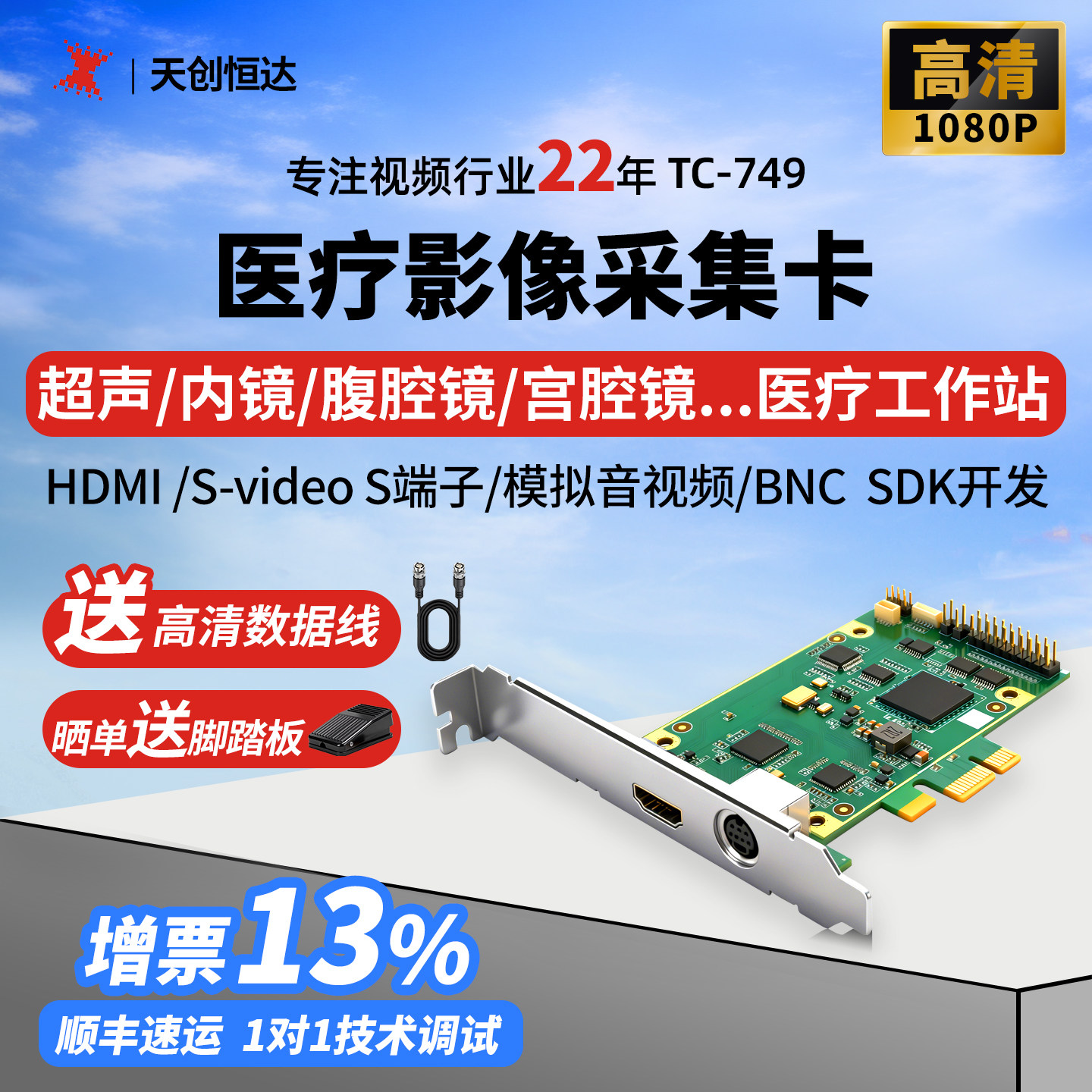 天创恒达TC 749医疗超声图像视频采集卡彩超b超采集器高清hdmi卡