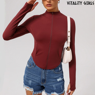 Vitality Girls瑜伽服外套女速干裸感修身显瘦外穿跑步健身上衣