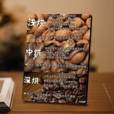 咖啡豆浅中深烘相框摆件咖啡馆吧台桌面酸度醇厚度对比装饰摆台