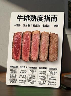 牛排熟度指南科普相框摆台西餐厅桌面摆件厨房餐厅装饰相框摆台