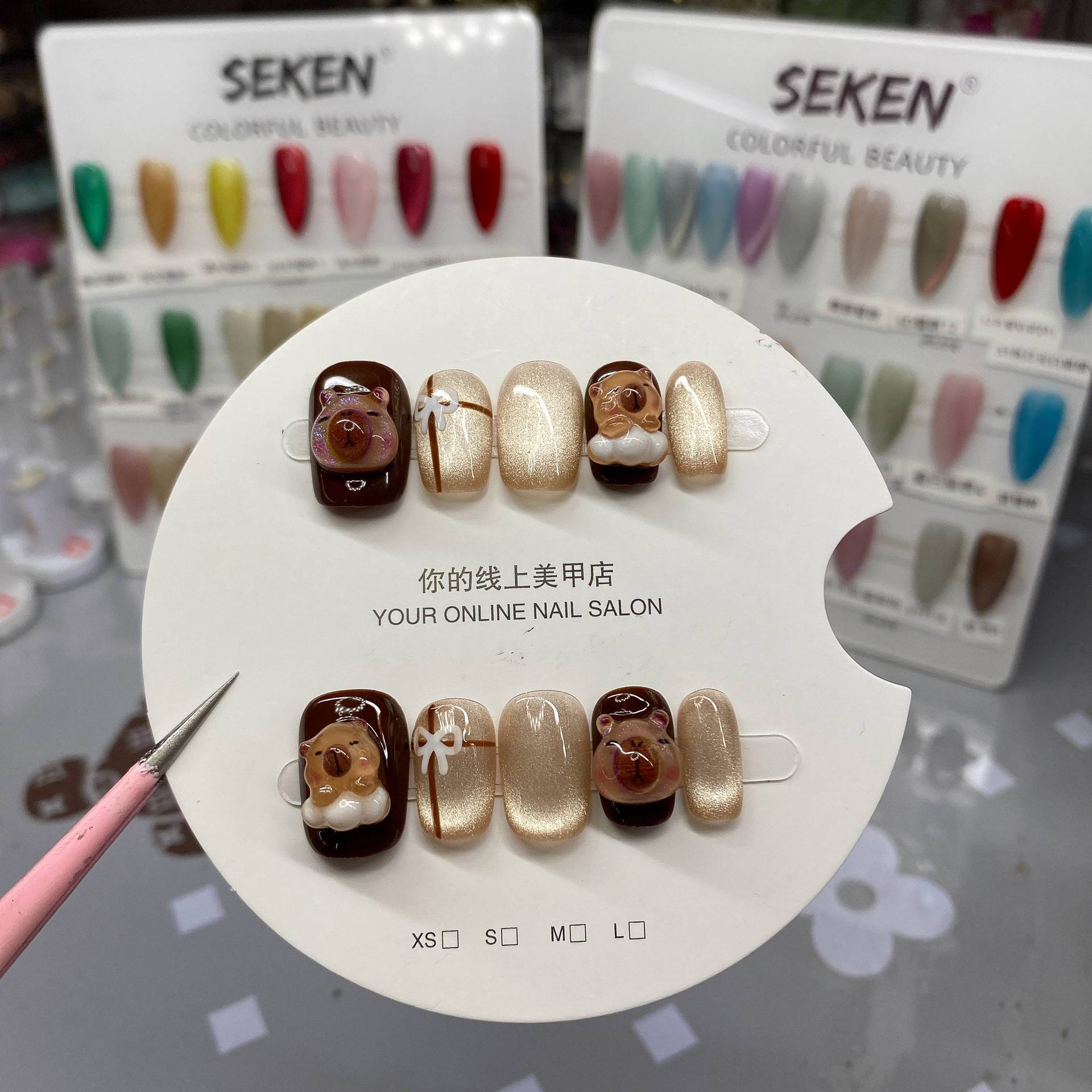 新款纯手工穿戴甲手绘光疗美甲