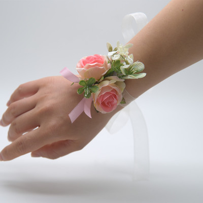 [071  婚礼伴郎新郎结婚胸花 仿真玫瑰新娘伴娘婚礼手腕花]